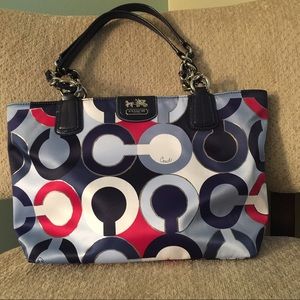 Coach Madison Graphic Op Art Metallic Tote